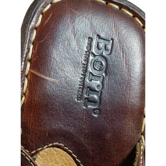 Born B.O.C. Brown Wedge slip on shoes closed toe buckle Women size 9M - Picture 8 of 9